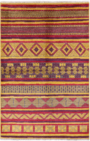 Tribal Moroccan Hand Knotted Wool Rug - 6' 3