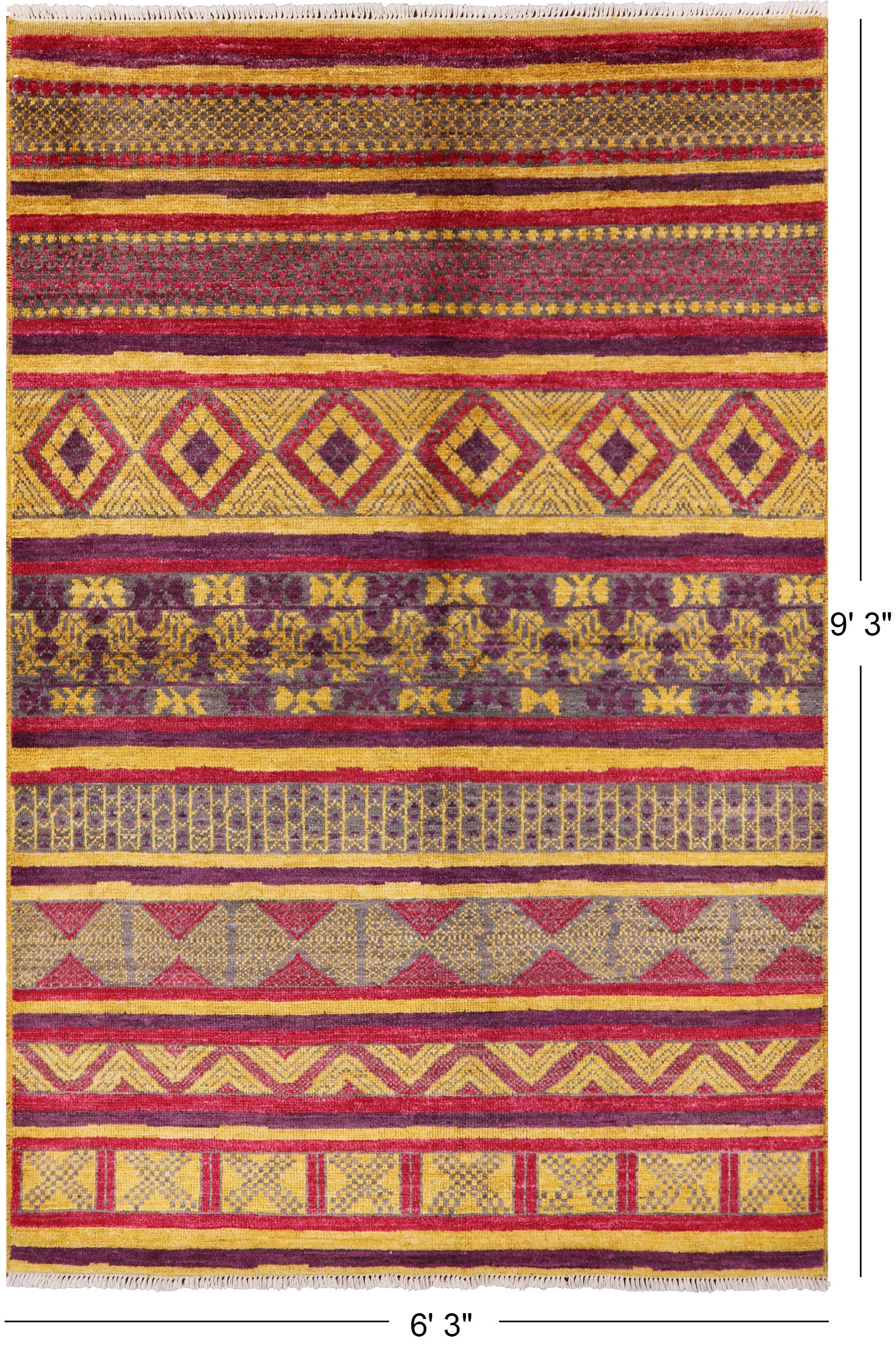 Tribal Moroccan Hand Knotted Wool Rug - 6' 3" X 9' 3" - Golden Nile