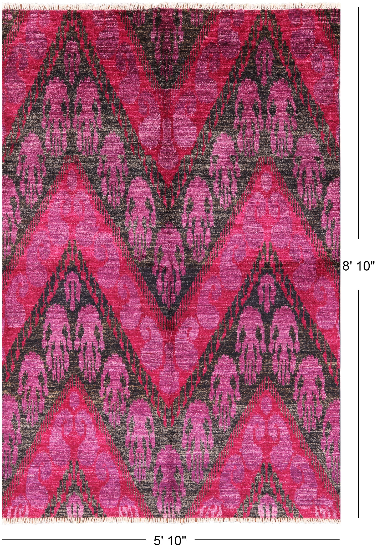 Ikat Hand Knotted Wool Rug - 5' 10" X 8' 10" - Golden Nile