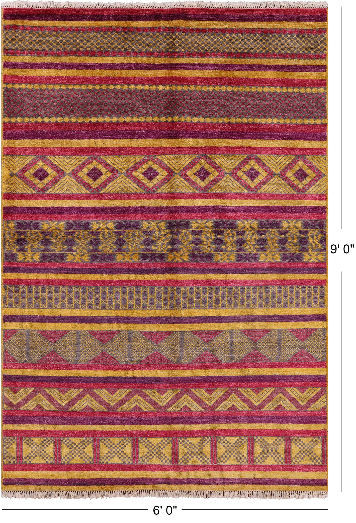 Tribal Moroccan Handmade Wool Rug - 6' 0" X 9' 0" - Golden Nile