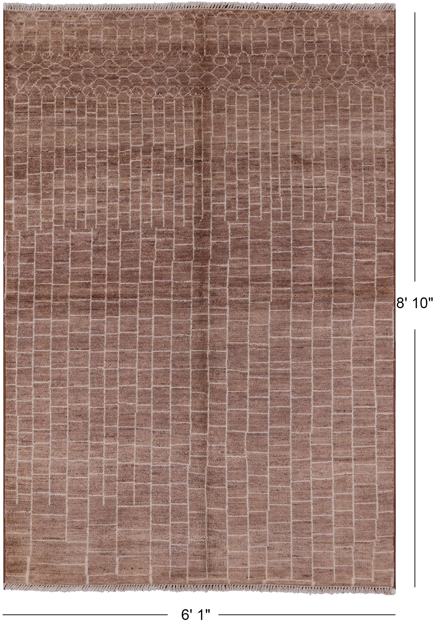 Brown Moroccan Handmade Rug - 6' 1" X 8' 10" - Golden Nile