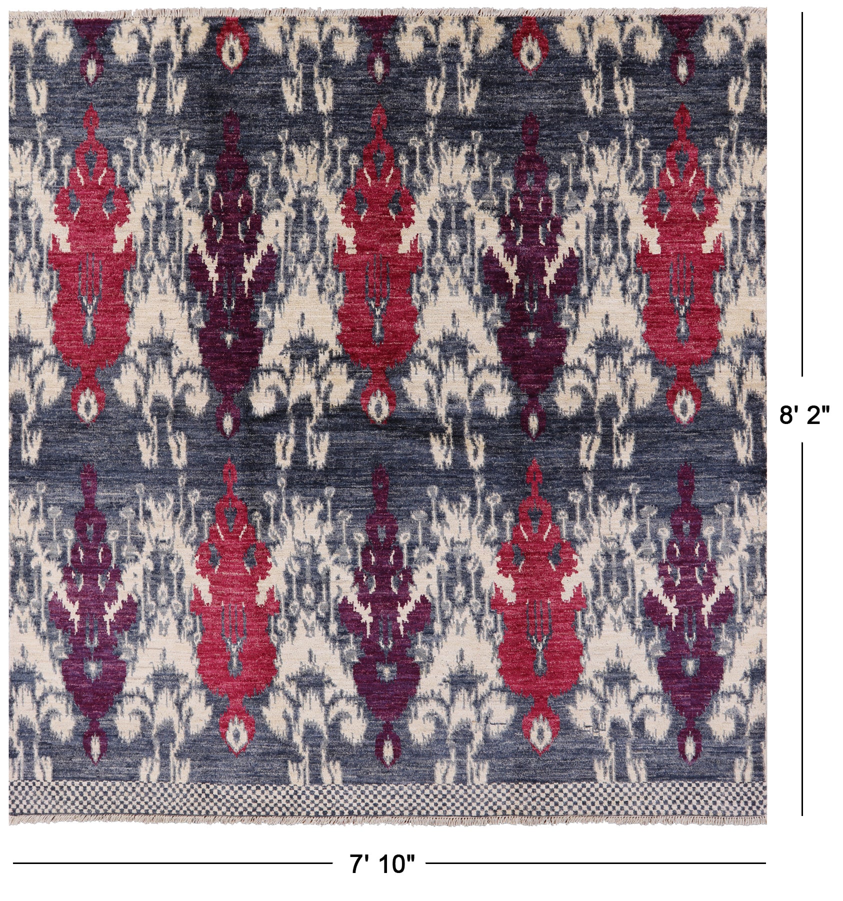 Square Ikat Handmade Wool Area Rug - 7' 10" X 8' 2" - Golden Nile