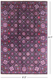 Black William Morris Hand Knotted Wool Area Rug - 6' 2" X 9' 7" - Golden Nile