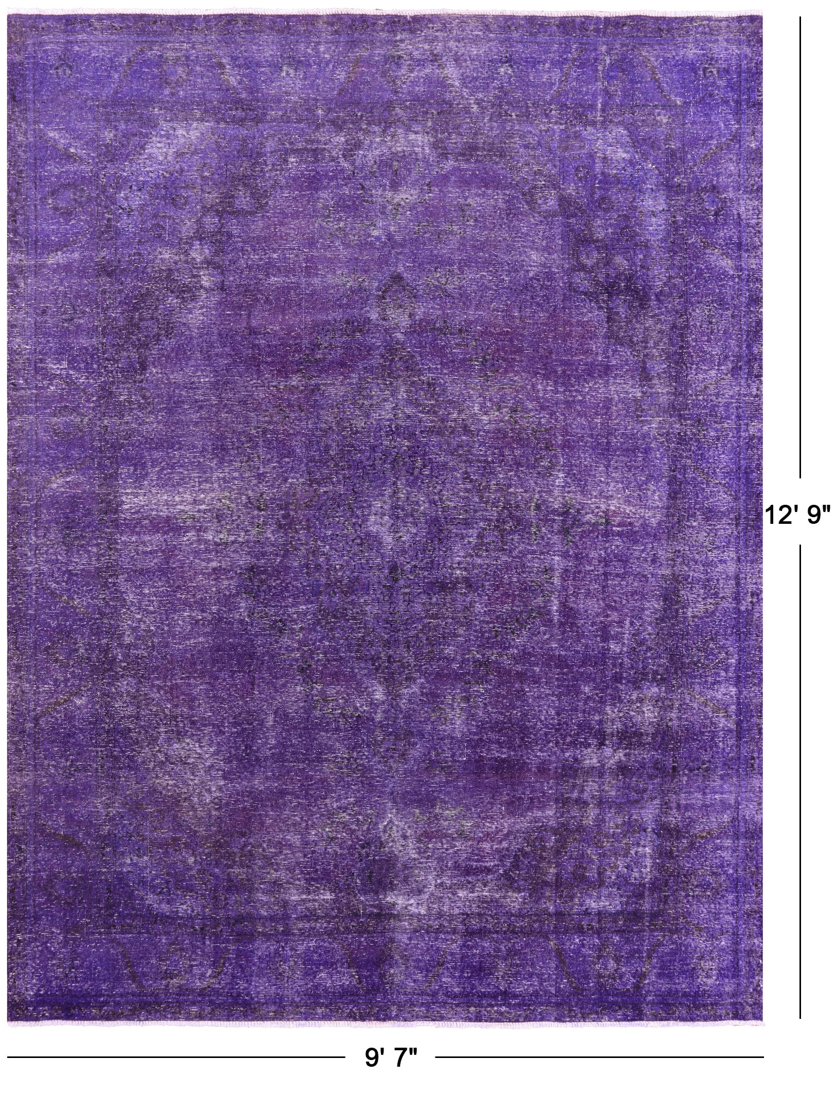 Purple Persian Overdyed Hand Knotted Wool Rug - 9' 7" X 12' 9" - Golden Nile