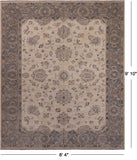 Ivory Peshawar Handmade Wool Rug - 8' 4" X 9' 10"
