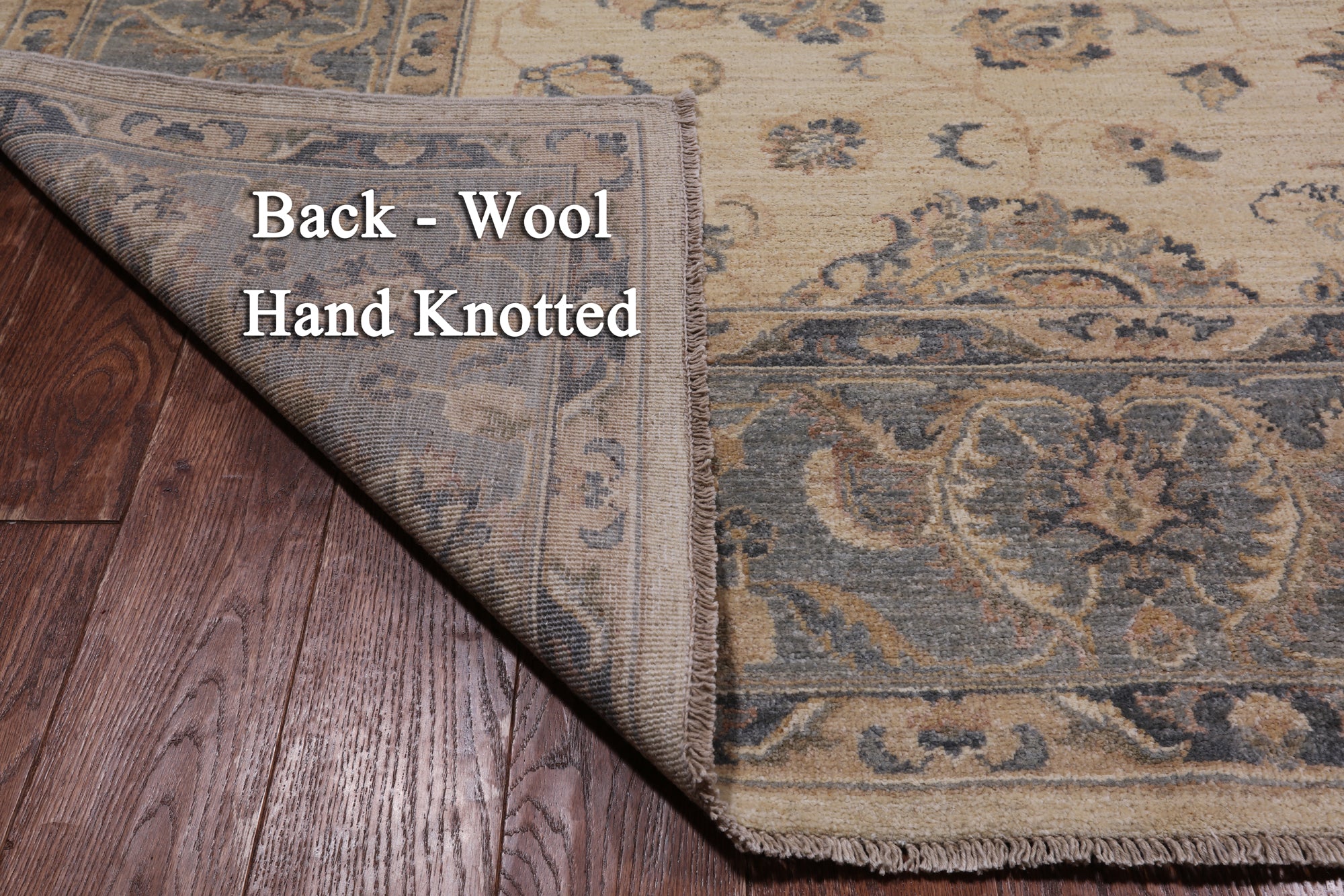 Ivory Peshawar Handmade Wool Rug - 8' 4" X 9' 10"
