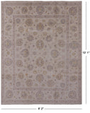 Ivory Peshawar Washed Out Handmade Wool Rug - 8' 2" X 10' 1" - Golden Nile