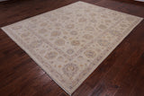 Ivory Peshawar Washed Out Handmade Wool Rug - 8' 2" X 10' 1"