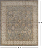 Grey Peshawar Hand Knotted Wool Rug - 8' 3" X 10' 2"