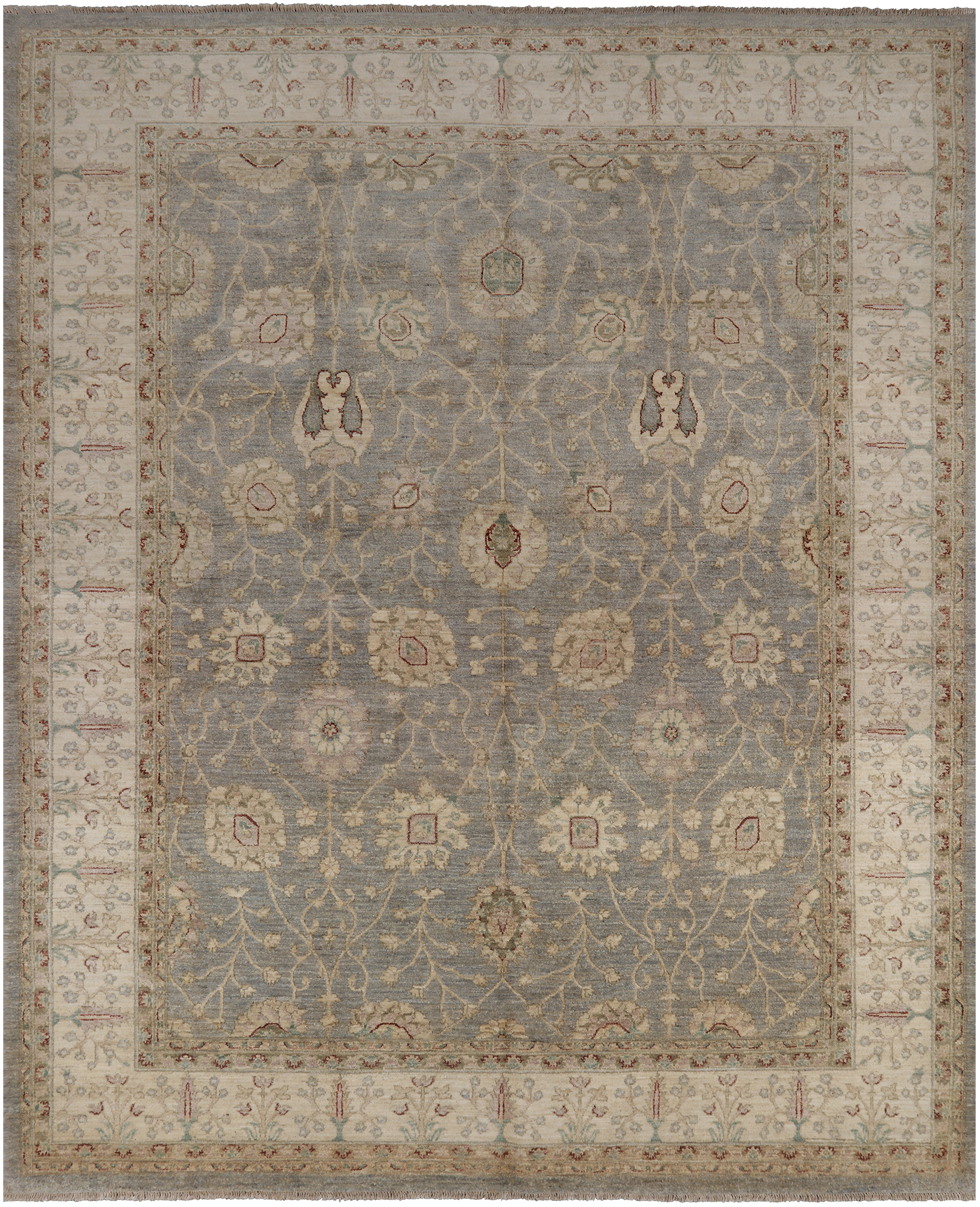 Grey Peshawar Hand Knotted Wool Rug - 8' 3" X 10' 2"