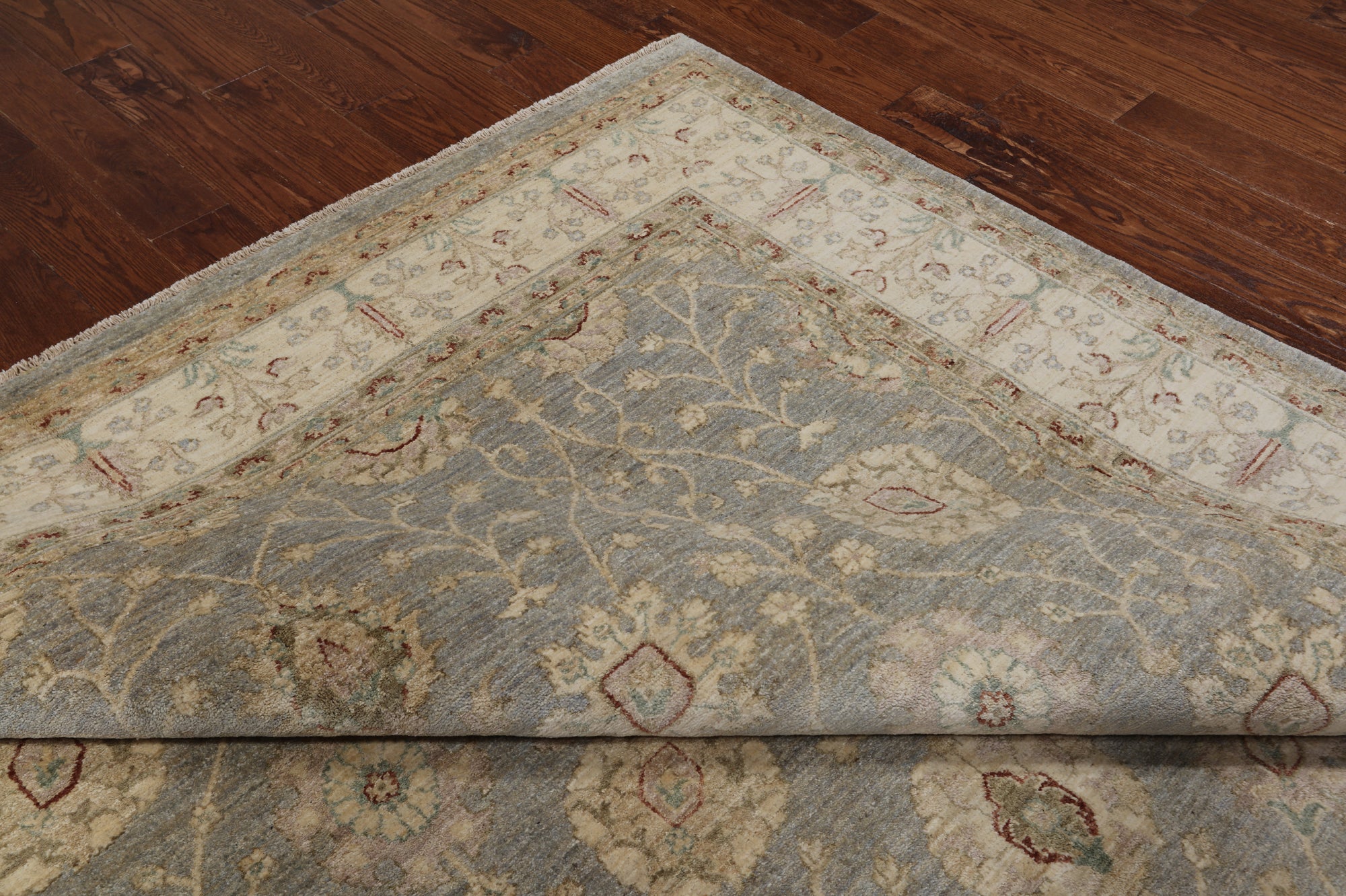 Grey Peshawar Hand Knotted Wool Rug - 8' 3" X 10' 2"