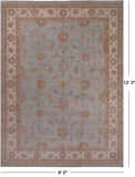 Light Blue Peshawar Handmade Wool Area Rug - 9' 0" X 12' 3"