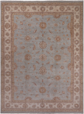Light Blue Peshawar Handmade Wool Area Rug - 9' 0" X 12' 3"