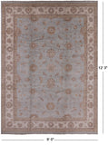 Light Blue Peshawar Handmade Wool Area Rug - 9' 0" X 12' 3" - Golden Nile