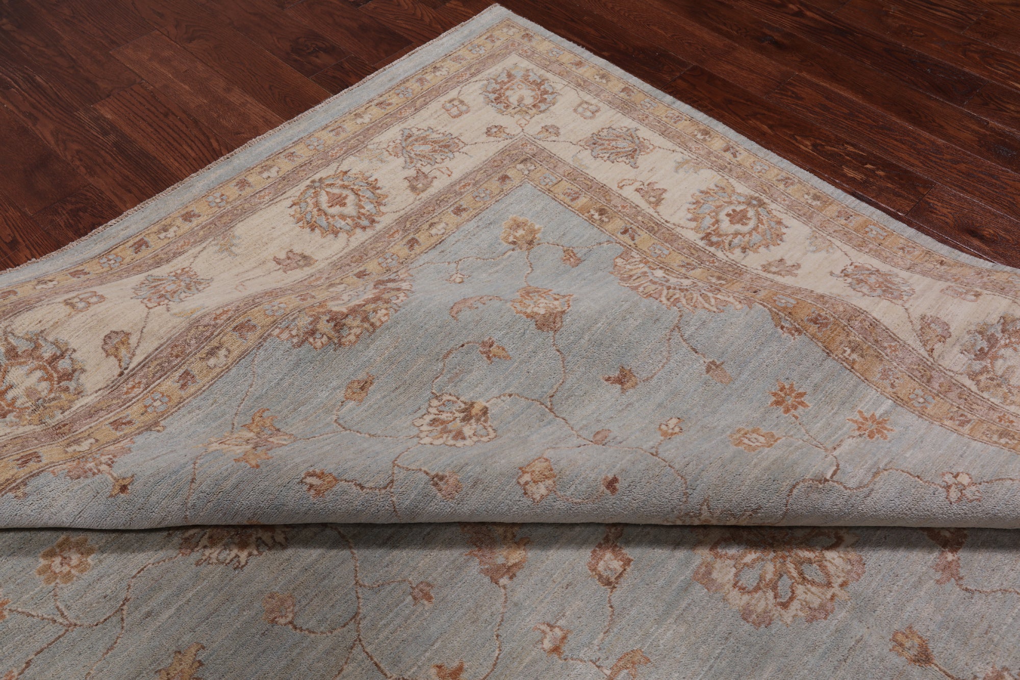 Light Blue Peshawar Handmade Wool Area Rug - 9' 0" X 12' 3"