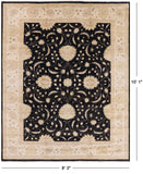 Black Peshawar Handmade Wool Rug - 8' 3" X 10' 1" - Golden Nile