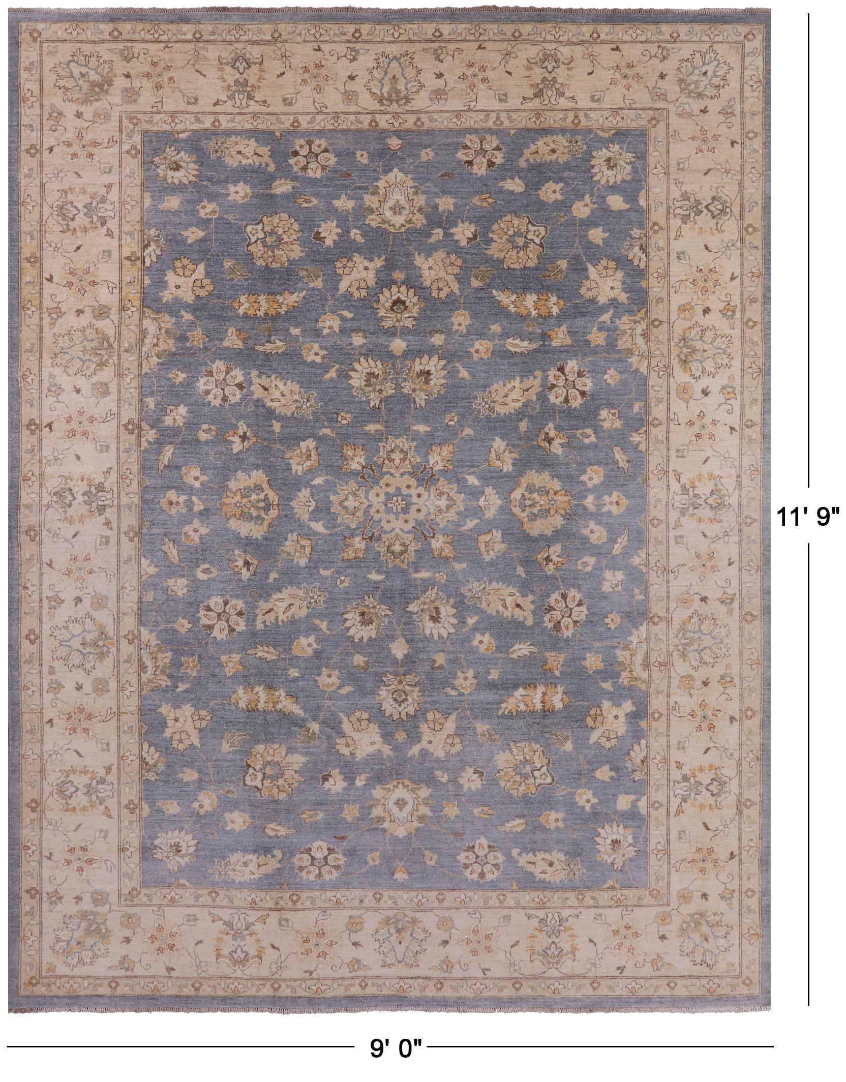 Peshawar Handmade Wool Rug - 9' 0" X 11' 9" - Golden Nile