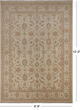 Ivory Peshawar Handmade Wool Rug - 8' 9" X 12' 2"