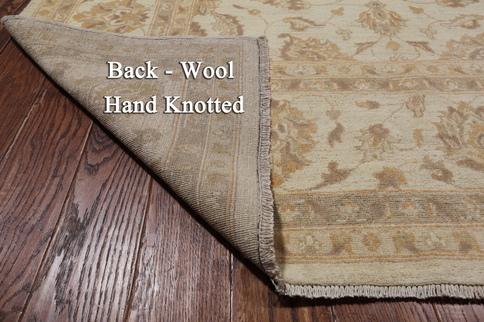 Ivory Peshawar Handmade Wool Rug - 8' 9" X 12' 2"