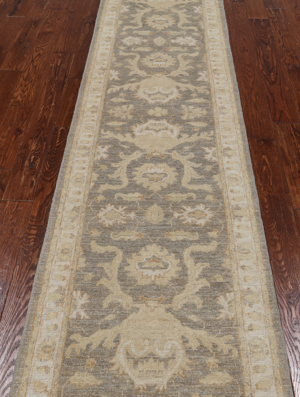 Grey Peshawar Hand Knotted Wool Runner Rug - 2' 8" X 9' 10"