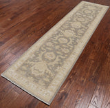 Grey Peshawar Hand Knotted Wool Runner Rug - 2' 8" X 9' 10"