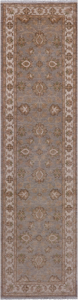 Grey Peshawar Hand Knotted Wool Runner Rug - 2' 7" X 9' 7"