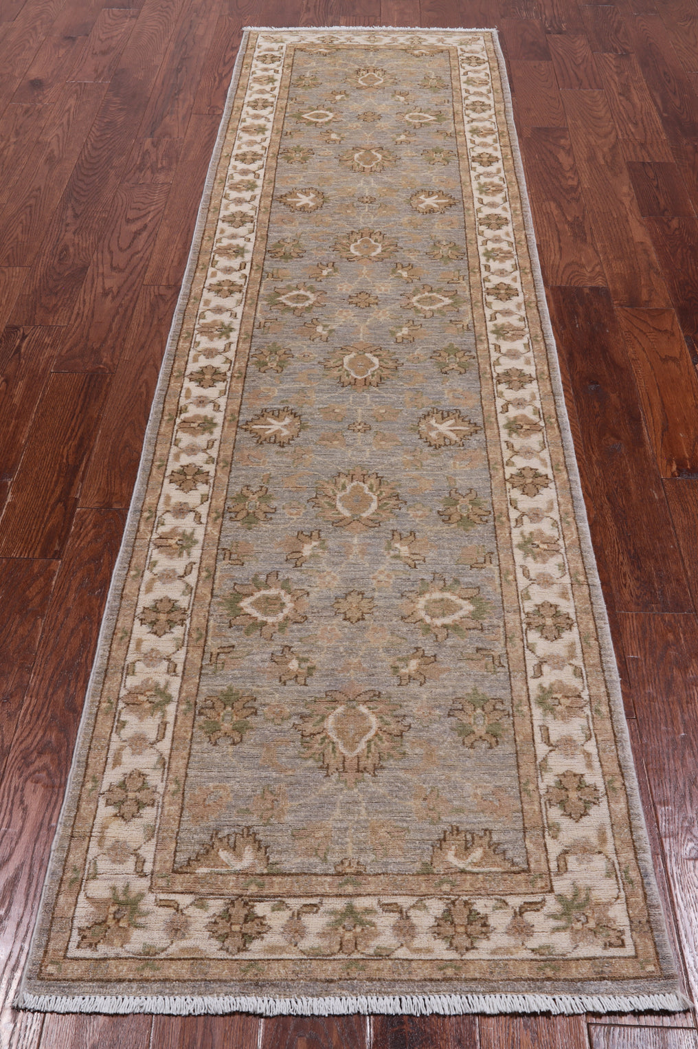 Grey Peshawar Hand Knotted Wool Runner Rug - 2' 7" X 9' 7"