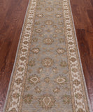 Grey Peshawar Hand Knotted Wool Runner Rug - 2' 7" X 9' 7"