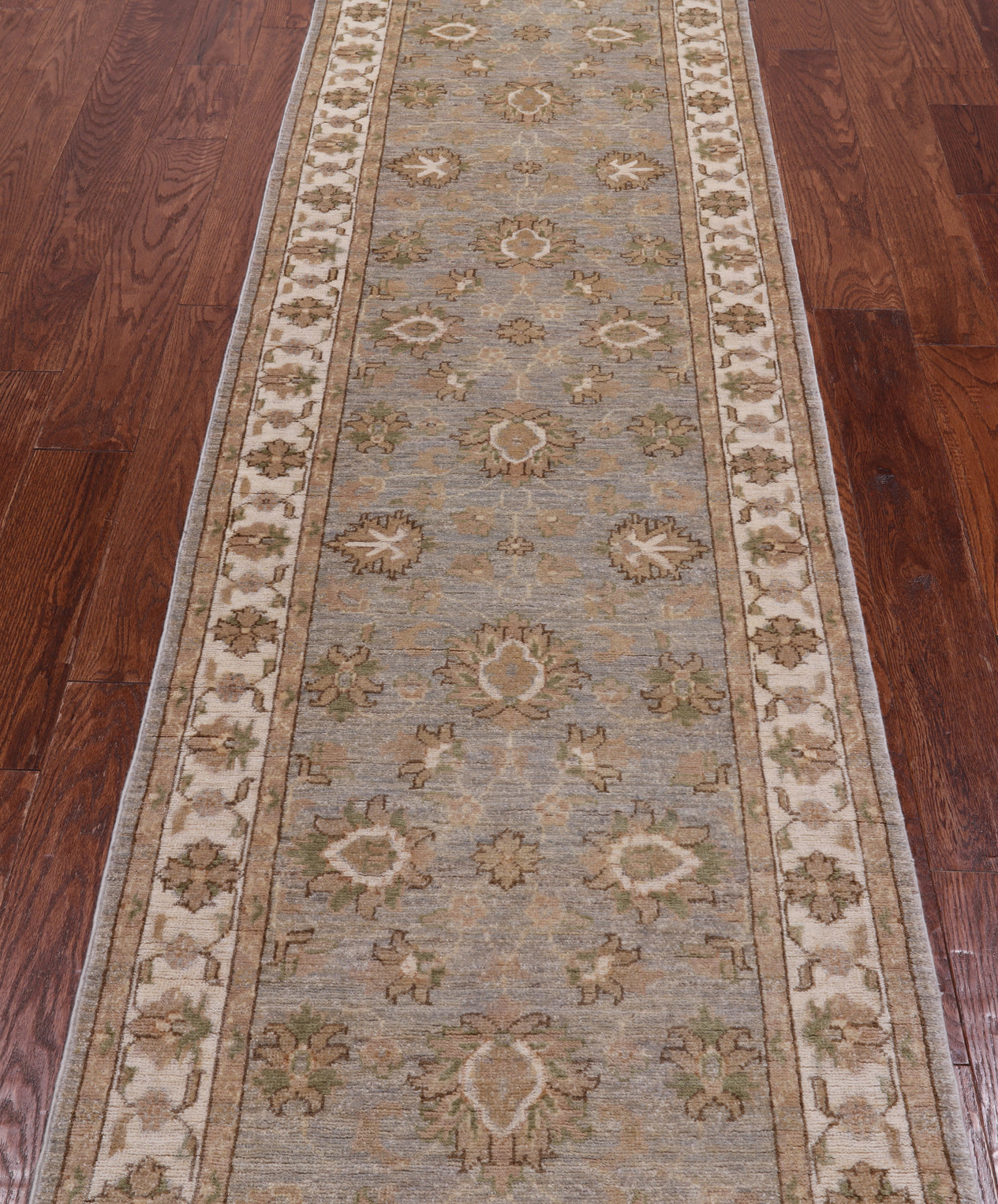 Grey Peshawar Hand Knotted Wool Runner Rug - 2' 7" X 9' 7"