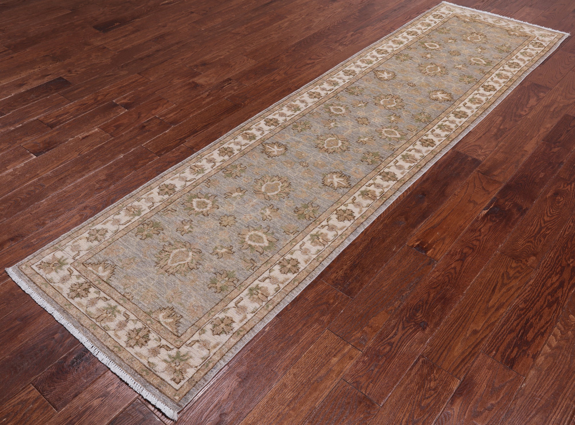 Grey Peshawar Hand Knotted Wool Runner Rug - 2' 7" X 9' 7"
