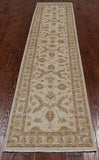 Ivory Peshawar Handmade Wool Runner Rug - 2' 6" X 9' 9"