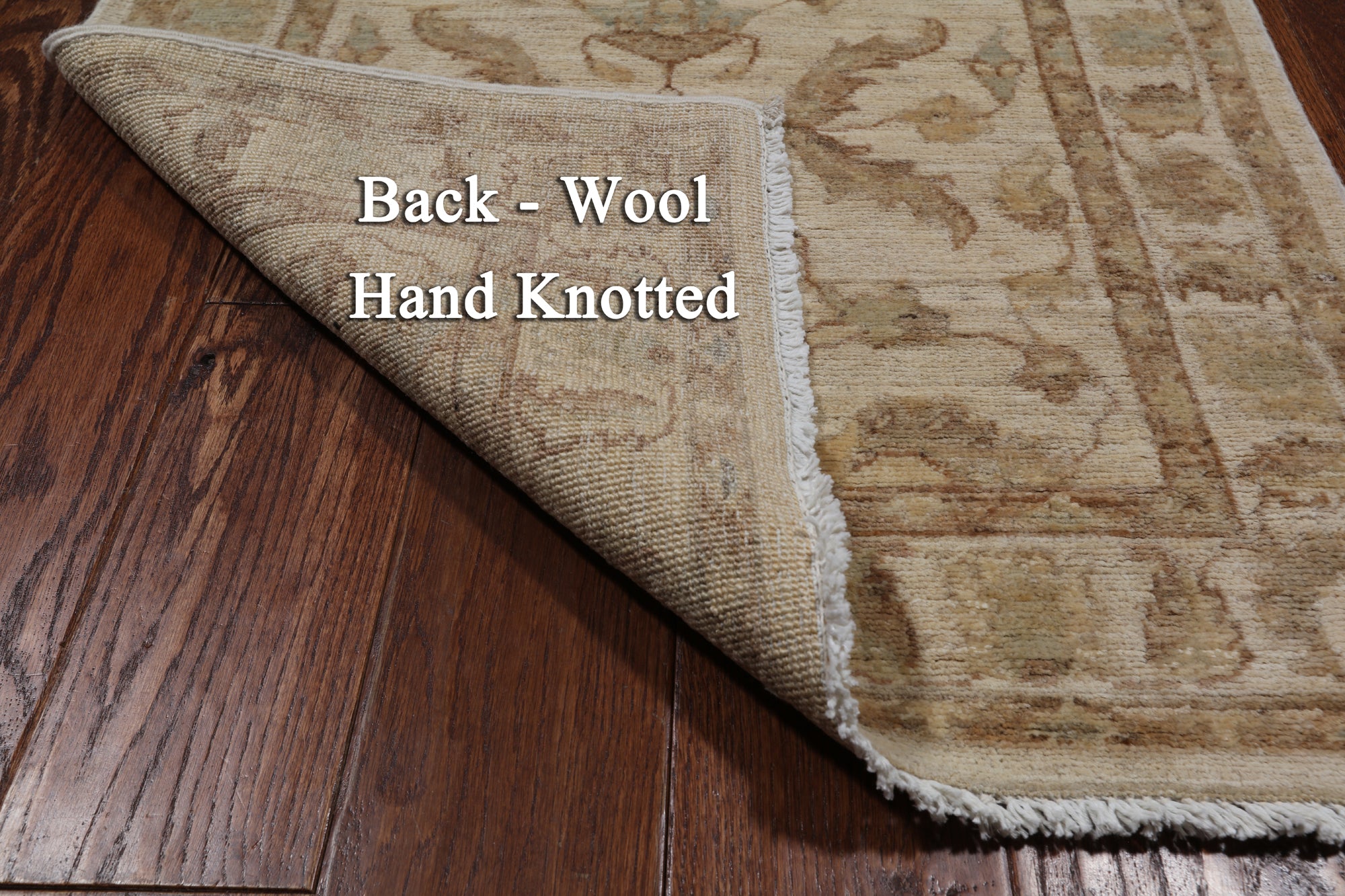 Ivory Peshawar Handmade Wool Runner Rug - 2' 6" X 9' 9"
