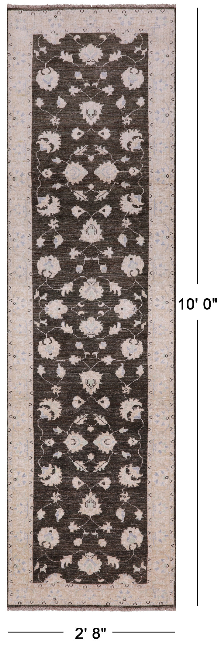 Peshawar Handmade Wool Runner Rug - 2' 8" X 10' 0" - Golden Nile