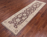 Brown Peshawar Hand Knotted Runner Rug - 2' 9" X 9' 7"