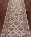 Ivory Peshawar Handmade Wool Runner Rug - 2' 6" X 9' 6"