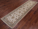 Ivory Peshawar Handmade Wool Runner Rug - 2' 7" X 9' 8"