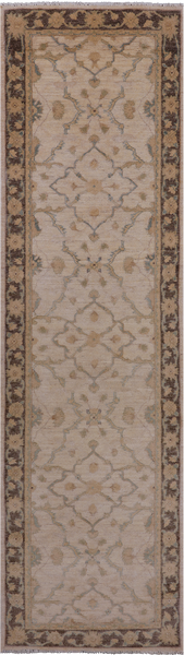 Ivory Peshawar Hand Knotted Runner Rug - 2' 8" X 9' 7"
