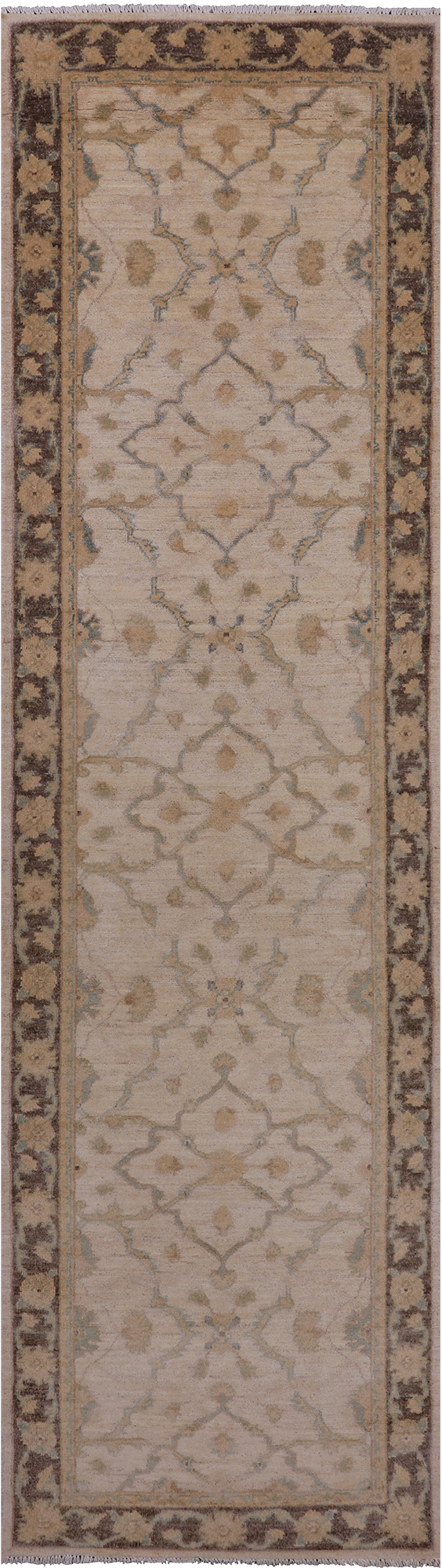 Ivory Peshawar Hand Knotted Runner Rug - 2' 8" X 9' 7"