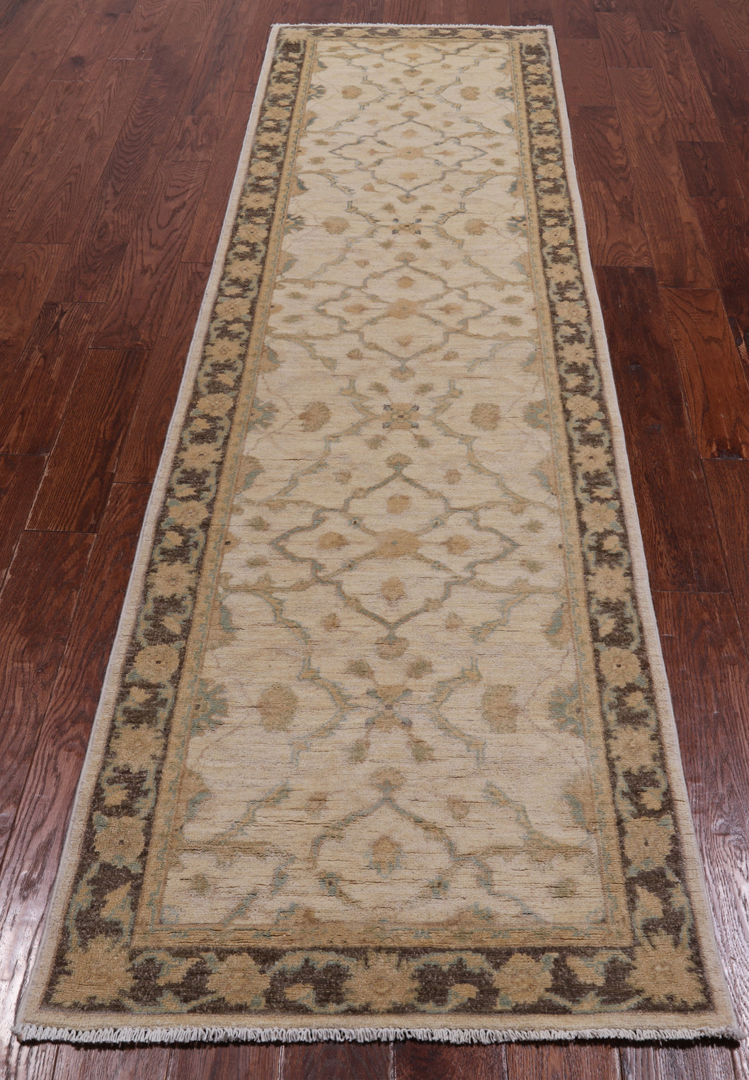Ivory Peshawar Hand Knotted Runner Rug - 2' 8" X 9' 7"