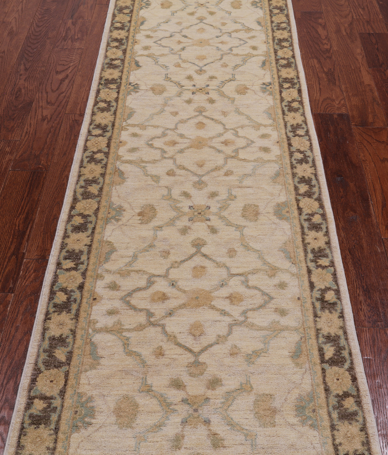 Ivory Peshawar Hand Knotted Runner Rug - 2' 8" X 9' 7"