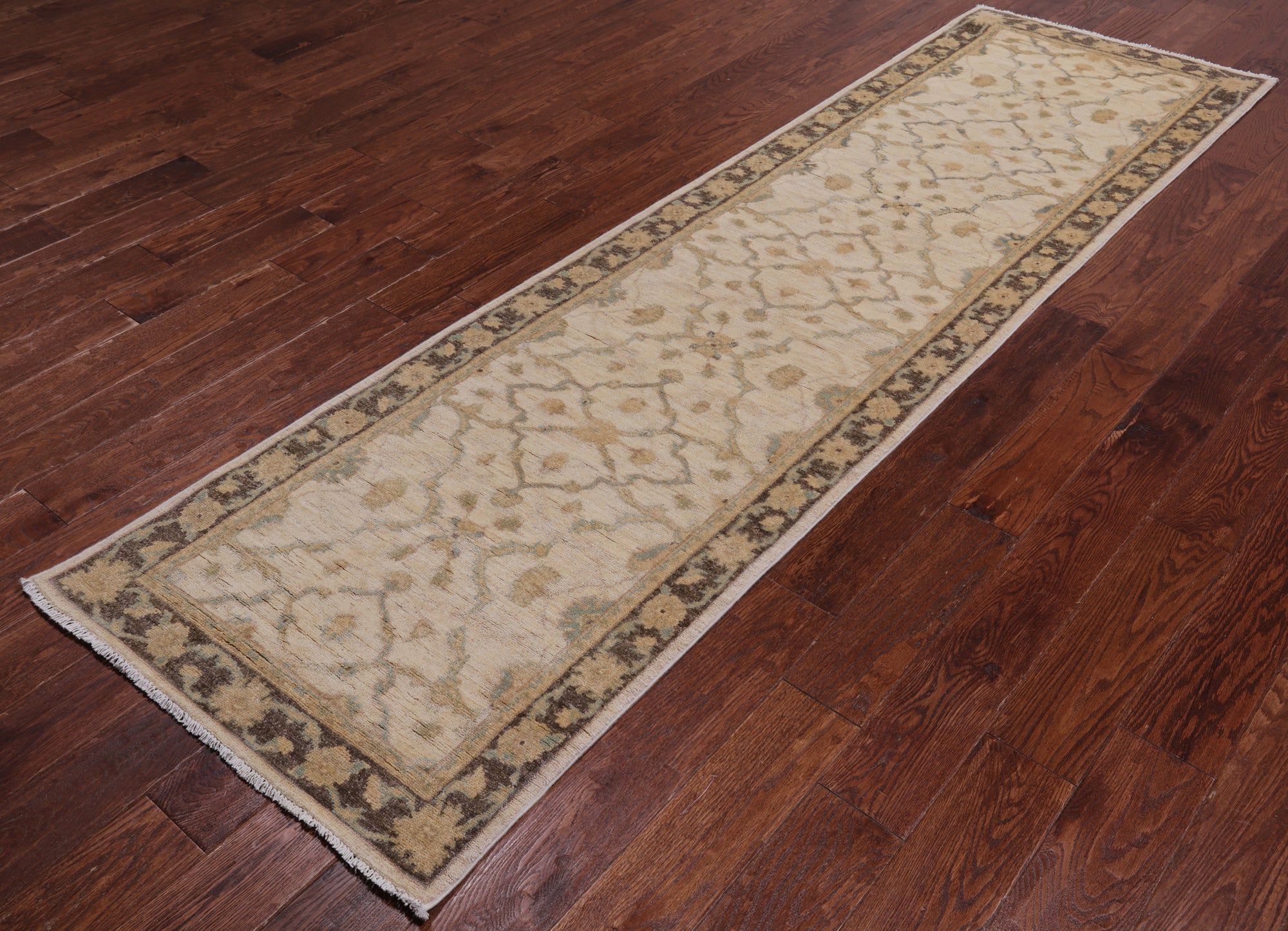 Ivory Peshawar Hand Knotted Runner Rug - 2' 8" X 9' 7"
