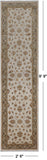 Ivory Peshawar Hand Knotted Wool Runner Rug - 2' 6" X 9' 9"