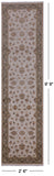 Ivory Peshawar Hand Knotted Wool Runner Rug - 2' 6" X 9' 9" - Golden Nile
