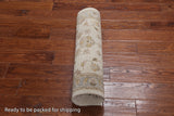 Ivory Peshawar Hand Knotted Wool Runner Rug - 2' 6" X 9' 9"