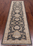 Grey Peshawar Handmade Wool Runner Rug - 2' 8" X 9' 9"