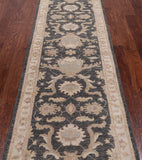 Grey Peshawar Handmade Wool Runner Rug - 2' 8" X 9' 9"