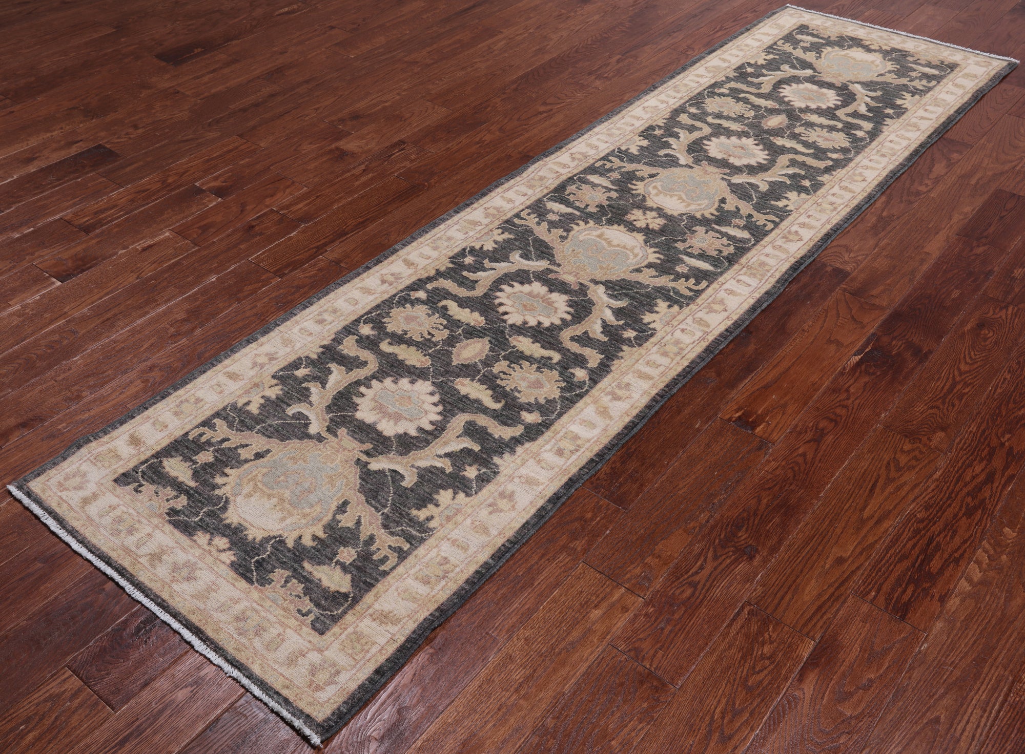 Grey Peshawar Handmade Wool Runner Rug - 2' 8" X 9' 9"
