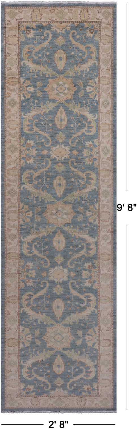 Peshawar Hand Knotted Runner Rug - 2' 8" X 9' 8"