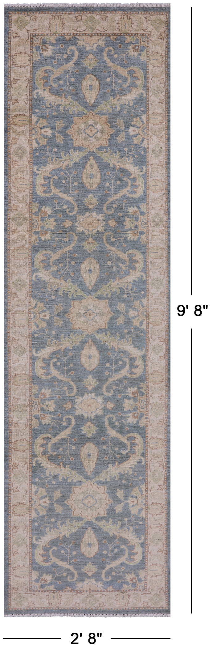 Peshawar Hand Knotted Runner Rug - 2' 8" X 9' 8" - Golden Nile