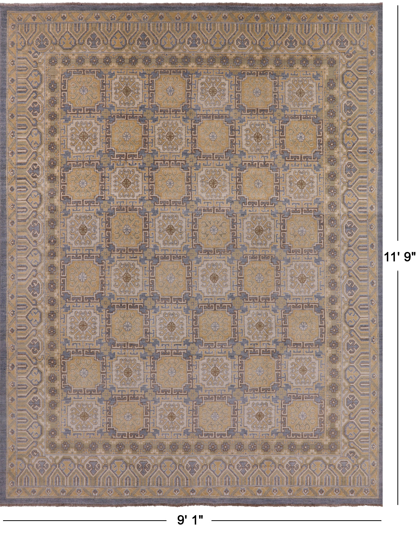 Peshawar Handmade Wool Rug - 9' 1" X 11' 9" - Golden Nile